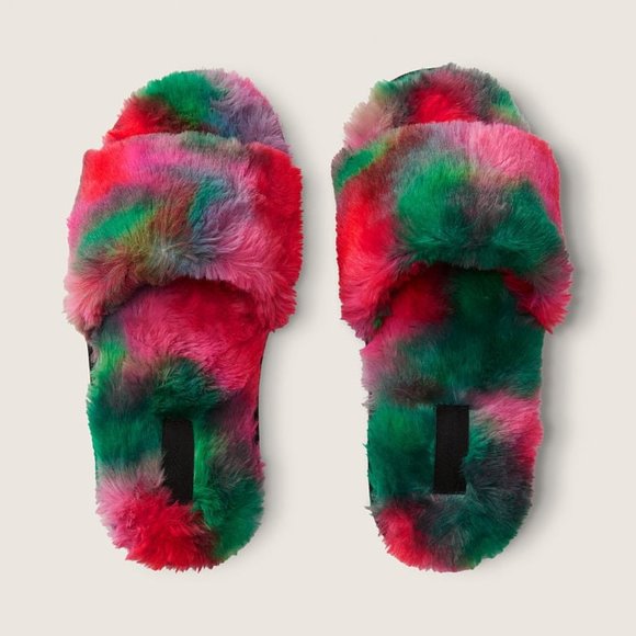 Victoria's Secret Shoes - VS PINK Faux Fur Slippers Red Various Sizes Multicolor